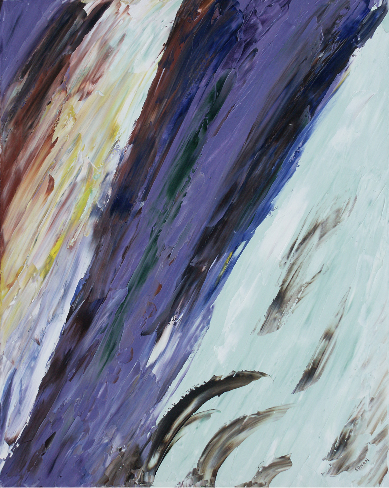 Les Ailes de la Brume, peinture originale à l’huile au format portrait de SokanRed