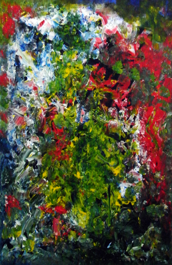 The Heart of the Seasons, original acrylic painting in portrait format by SokanRed
